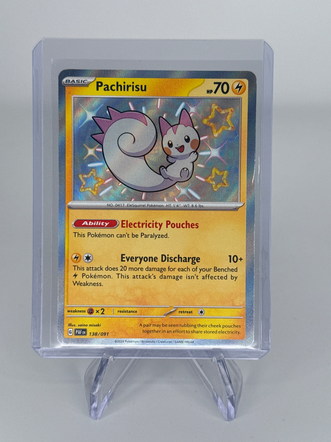 Pokemon TCG 2024 Pachirisu Shining Holo Paldean Fates Shiny Rare, 138/091