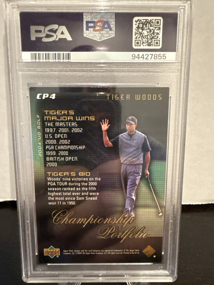 Tiger Woods 2004 Upper Deck Golf Championship Portfolio, PSA 8