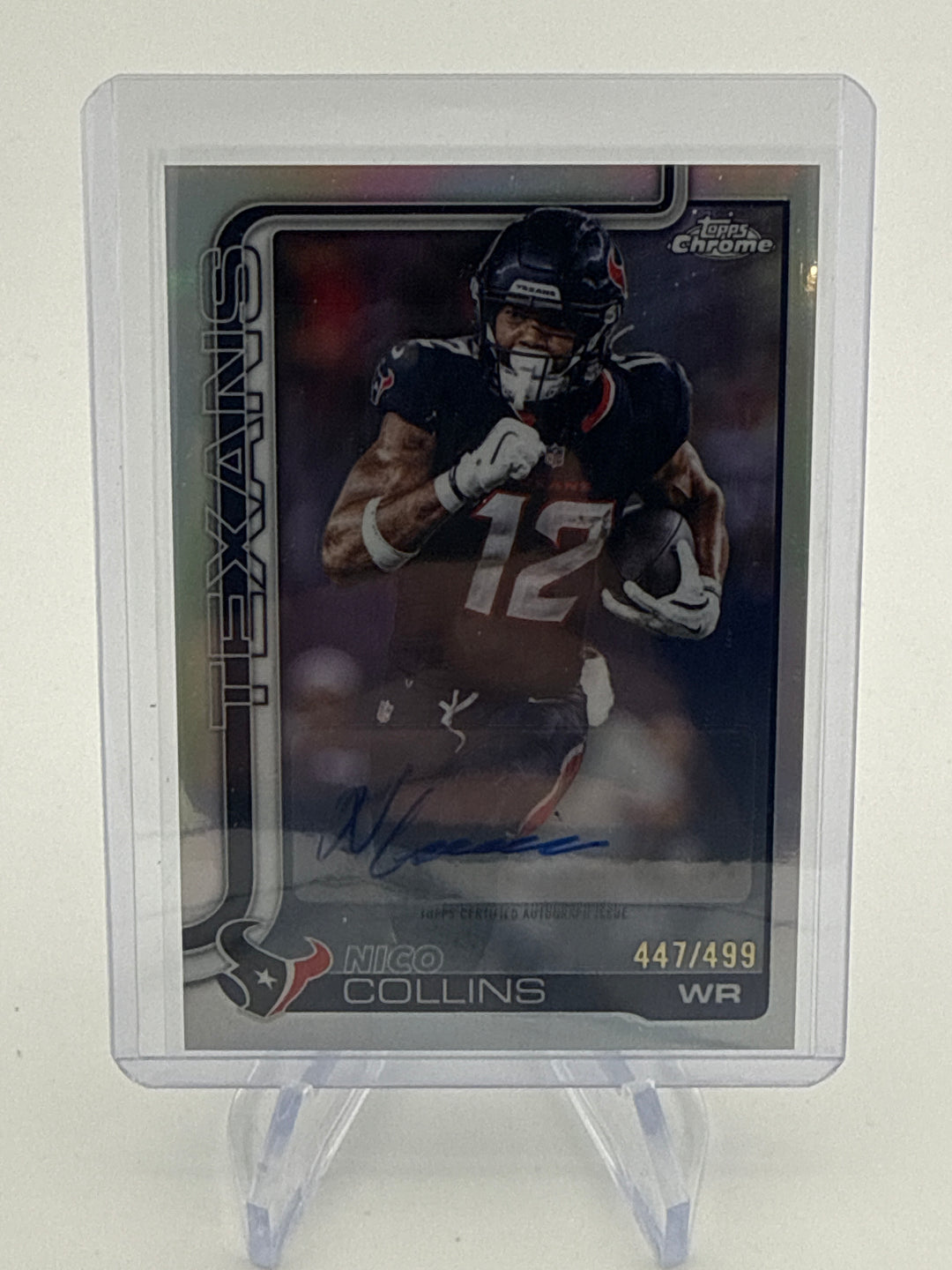 Nico Collins 2025 Topps Chrome Refractor Auto, 447/499