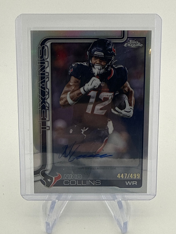 Nico Collins 2025 Topps Chrome Refractor Auto, 447/499