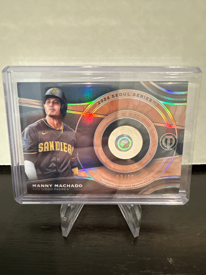Manny Machado 2025 Topps Tribute Milestone Relic Seoul Series, Rose Gold, 03/10