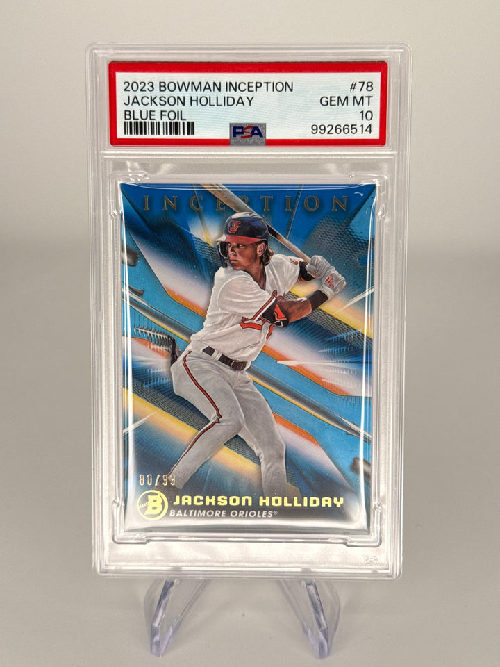 Jackson Holliday 2023 Bowman Inception Blue Foil, 80/99, PSA 10 Gem Mint