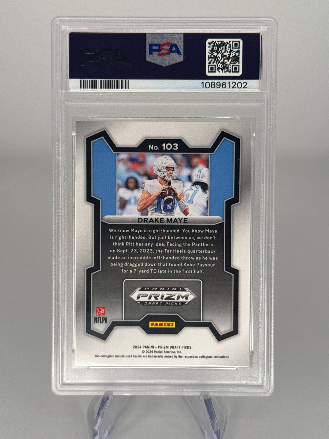 Drake Maye 2024 Panini Prizm Draft Picks Rookie, PSA 10 Gem Mint