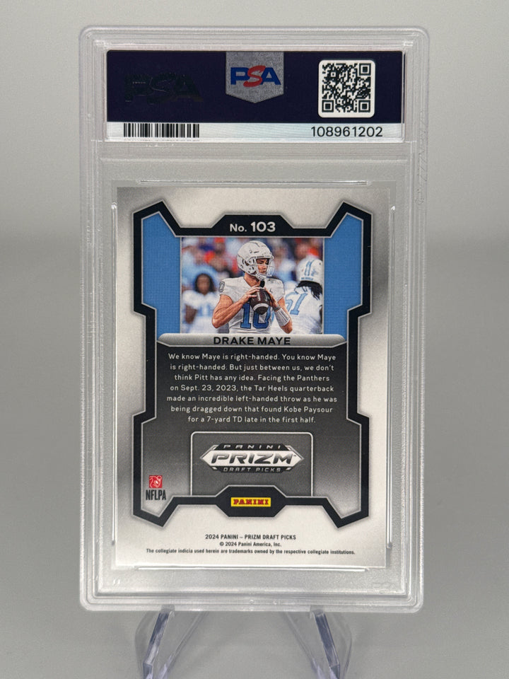 Drake Maye 2024 Panini Prizm Draft Picks Rookie, PSA 10 Gem Mint