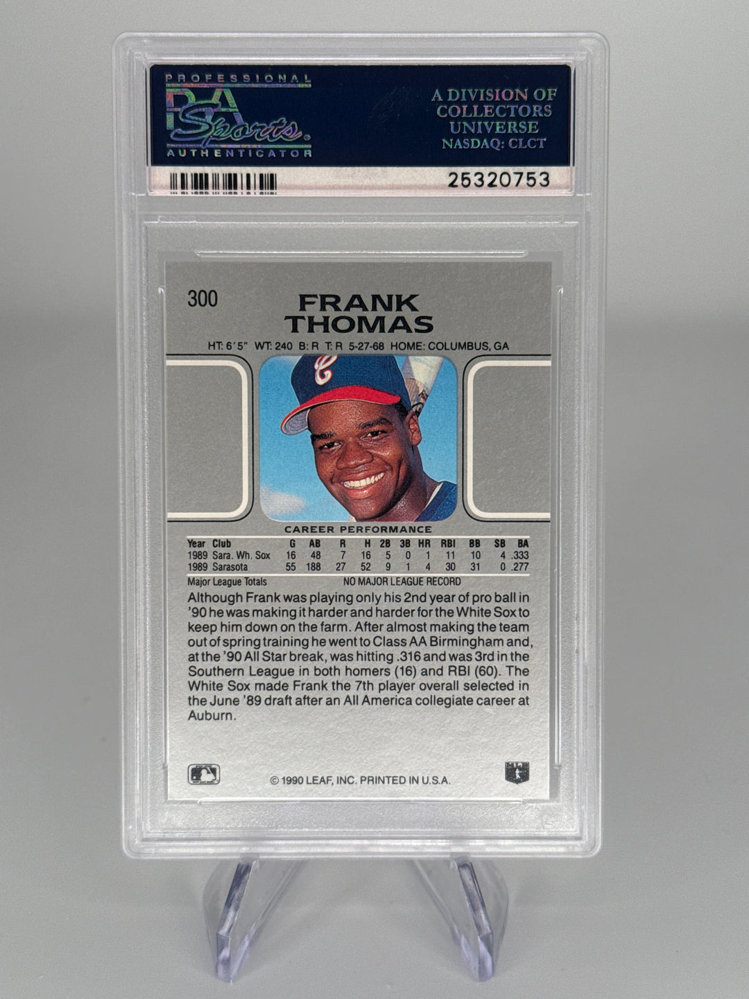 Frank Thomas 1990 Leaf Rookie, PSA 9 Mint