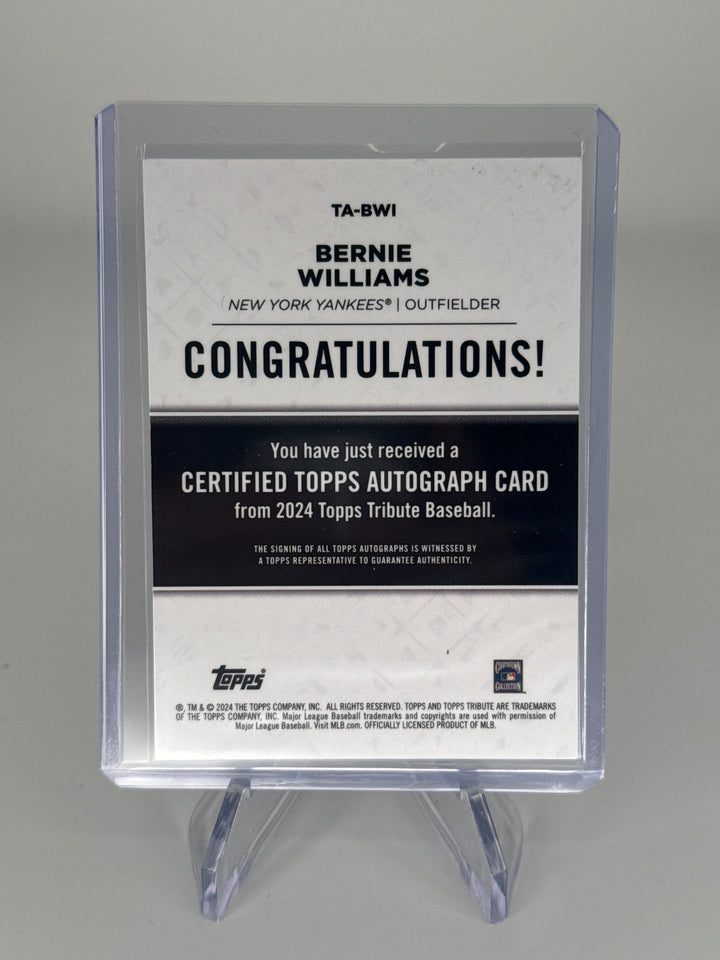 Bernie Williams 2024 Topps Tribute Blue Auto, 063/150