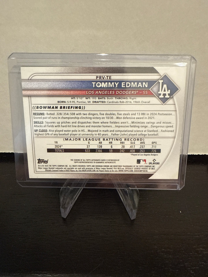 Tommy Edman 2025 Bowman Green Auto, 27/99