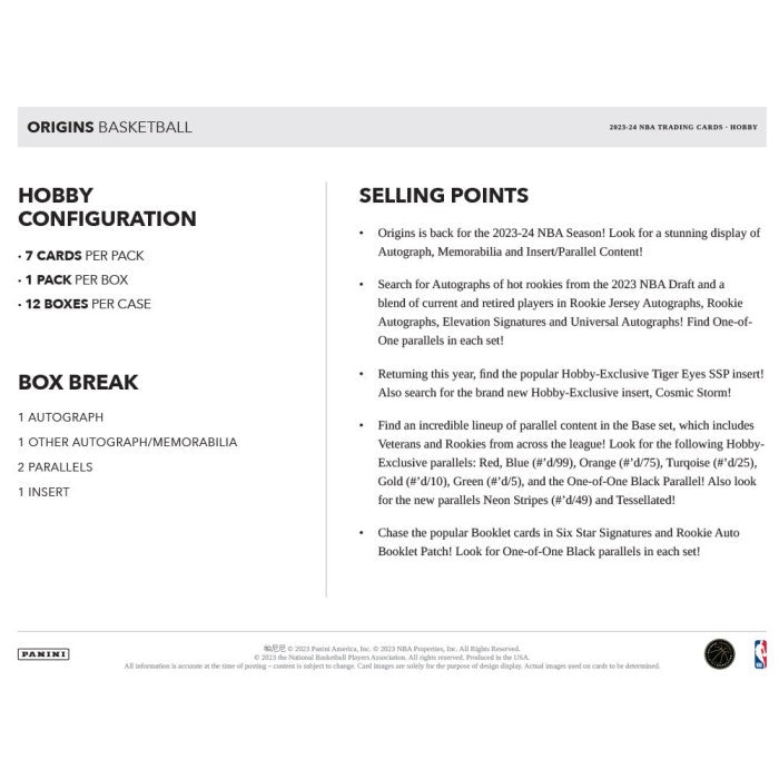 2023-24 Panini Origins Basketball Hobby Box
