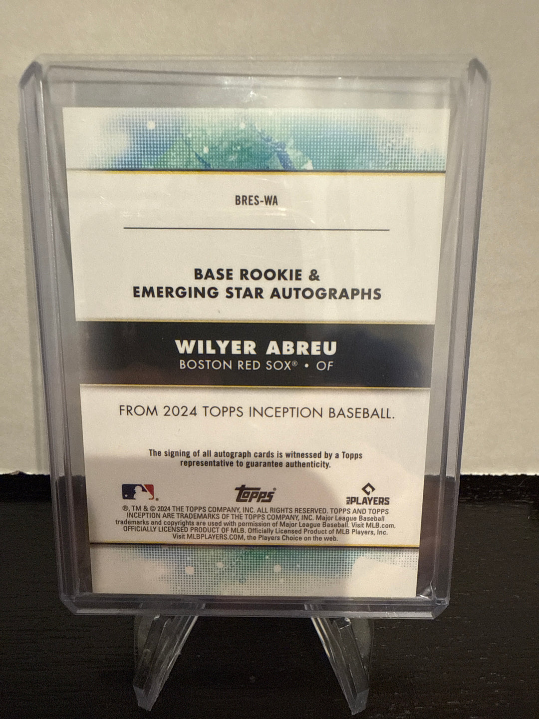 Wilyer Abreu 2024 Topps Inception Teal Rookie Auto, 53/75