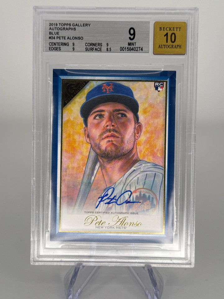 Pete Alonso 2019 Topps Gallery Rookie Auto Blue, 45/50, BGS 9 Mint, BGS 10 Auto