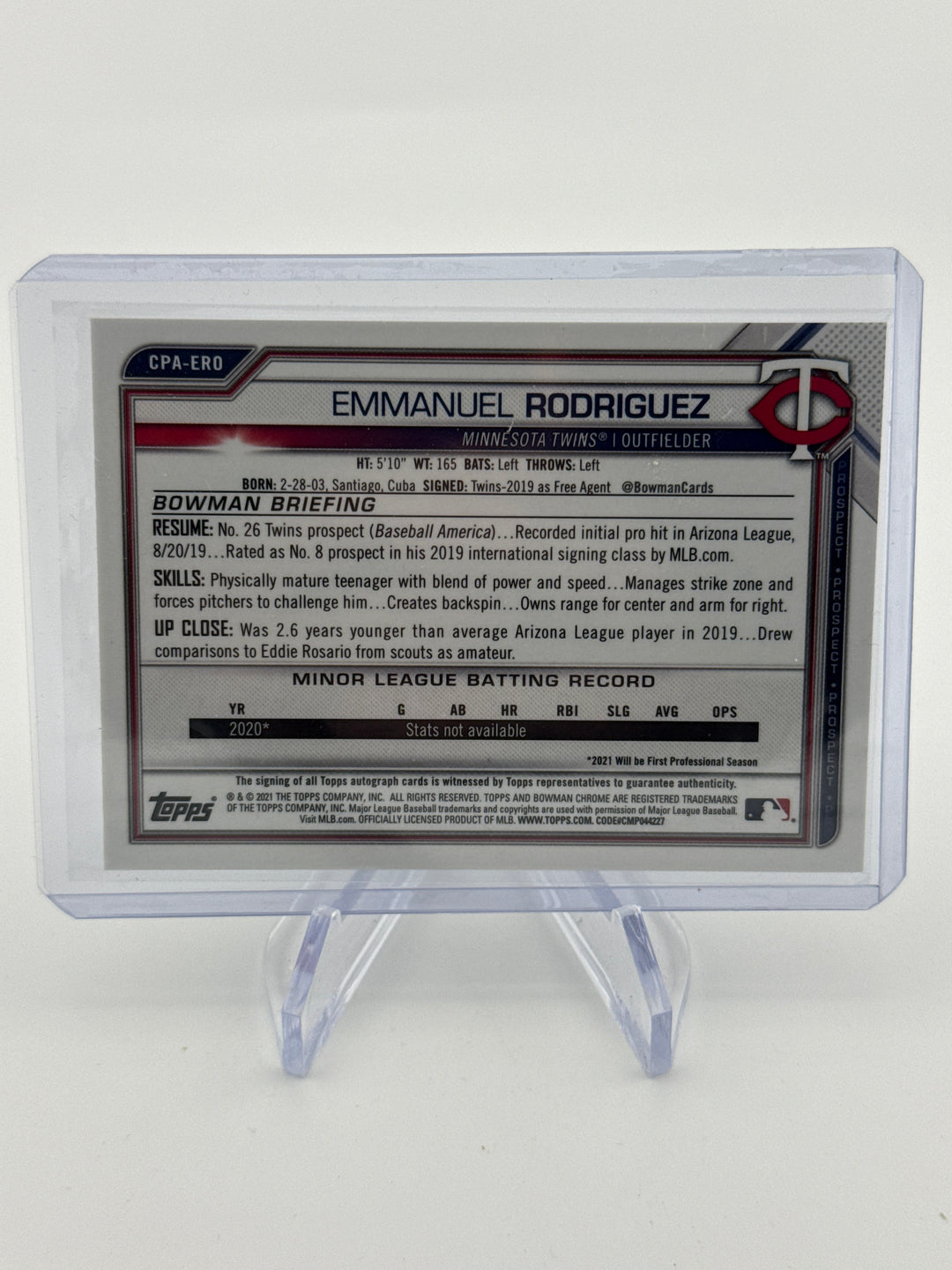 Emmanuel Rodriguez 2021 Bowman Chrome 1st Auto