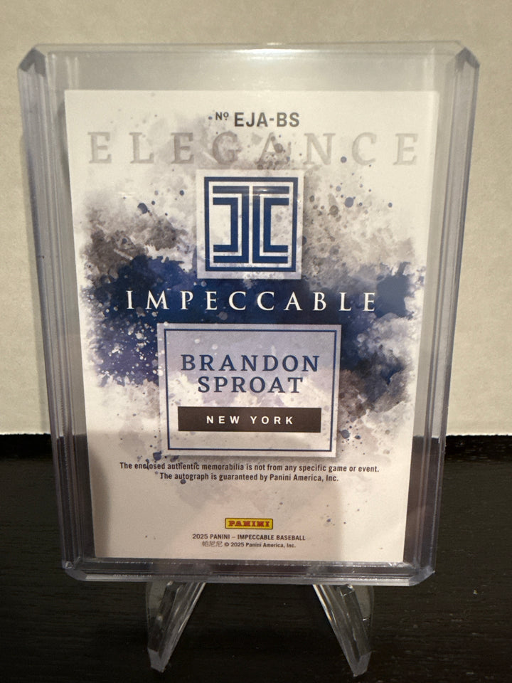 Brandon Sproat 2025 Panini Impeccable Elegance Patch Auto, 04/25