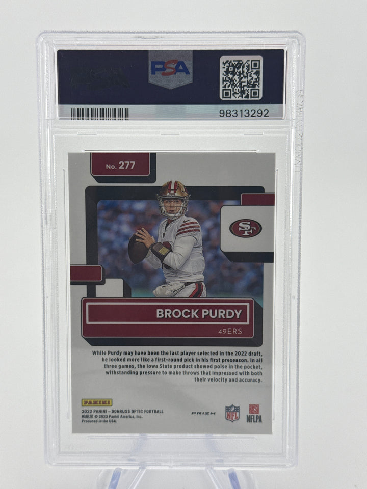 Brock Purdy 2022 Panini Donruss Optic Red Hyper Rookie, PSA 10 Gem Mint