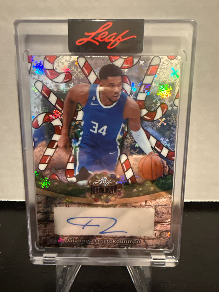 Giannis Antetokounmpo 2025 Leaf Metal Auto, 1/15