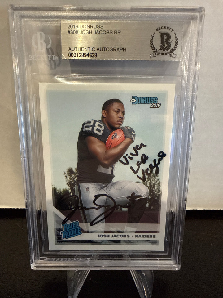 Josh Jacobs 2019 Panini Donruss Rated Rookie, BGS Authentic Auto