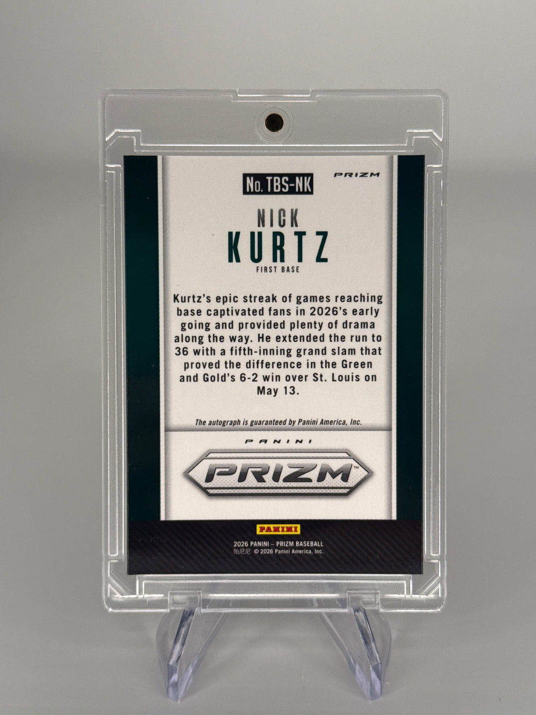 Nick Kurtz 2026 Panini Prizm Silver Prizm Auto