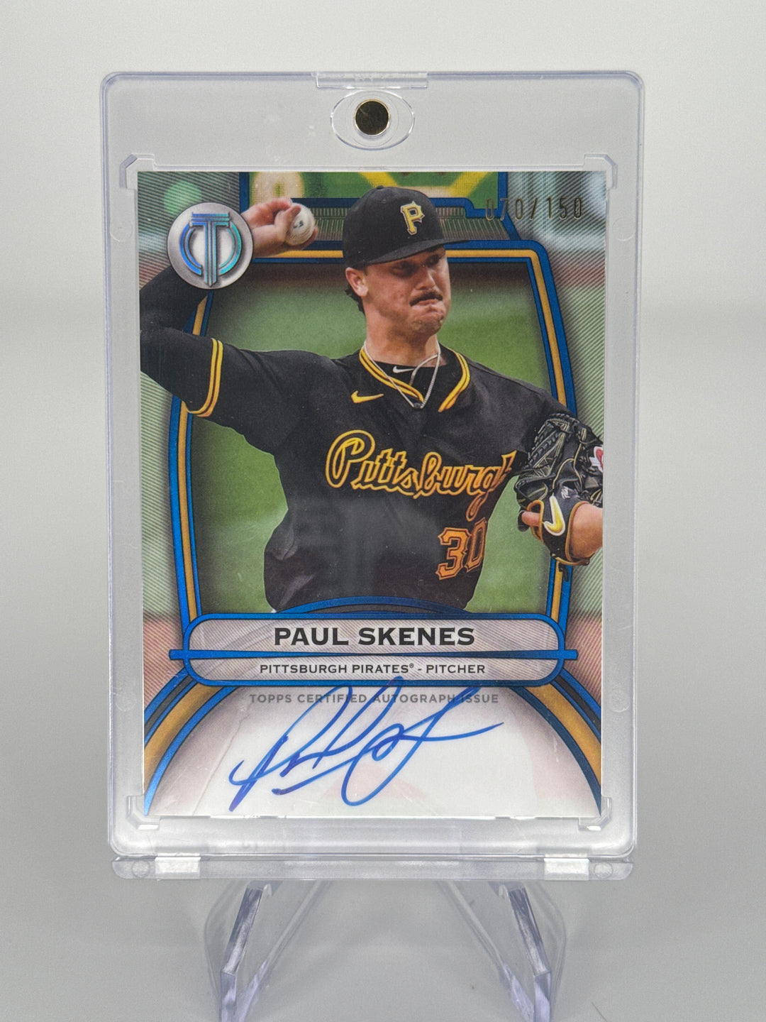 Paul Skenes 2025 Topps Tribute Blue Auto, 070/150