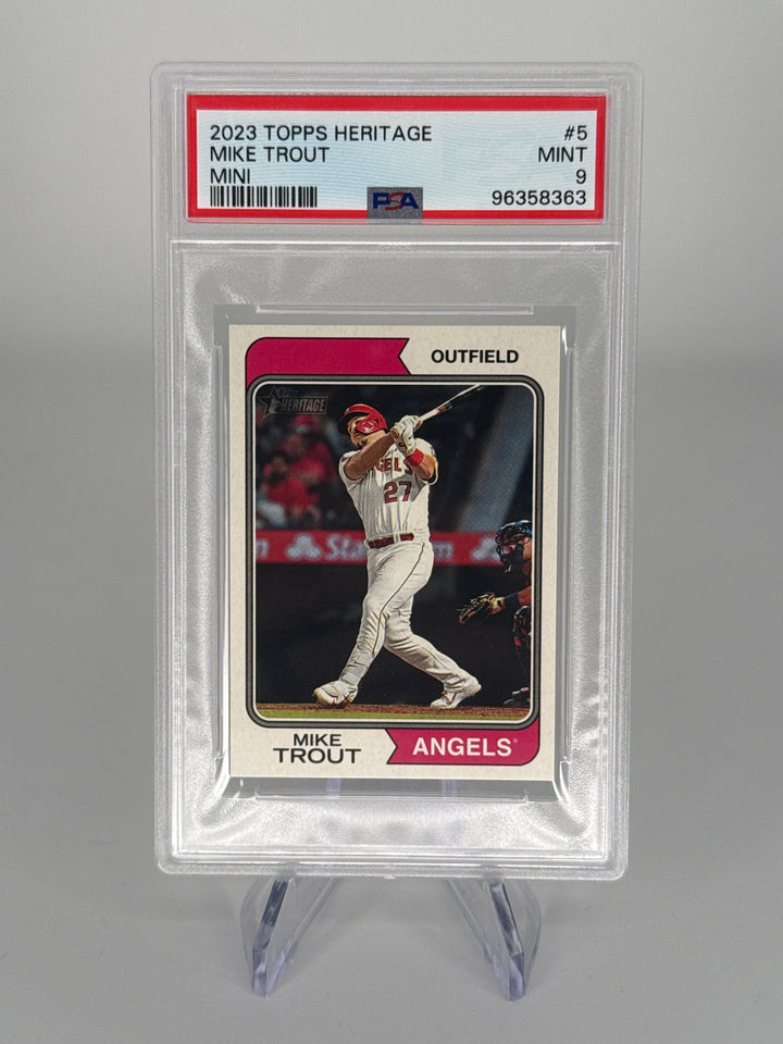Mike Trout 2023 Topps Heritage Mini, 075/100, PSA 9 Mint
