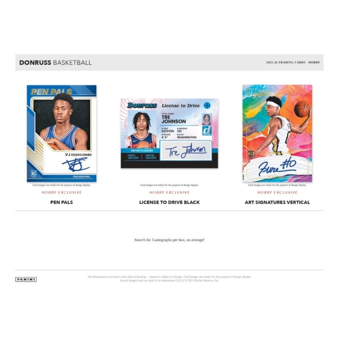 Three basketball trading cards from Donruss on a white background