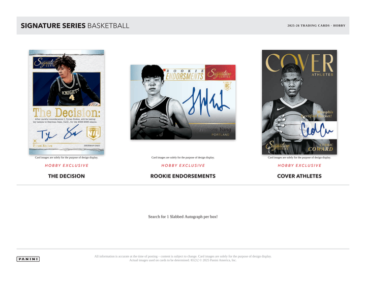 Three basketball trading card packages with player images and autographs on a white background.