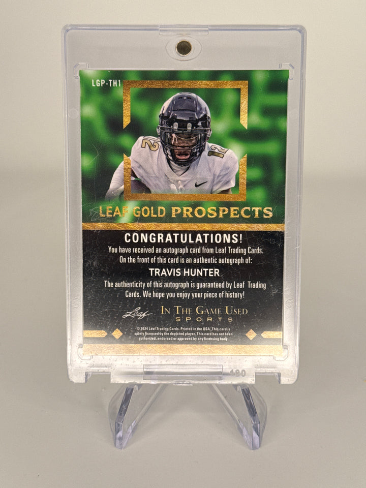 Travis Hunter 2024 Leaf In The Game Used Gold Prospects Auto, 30/35