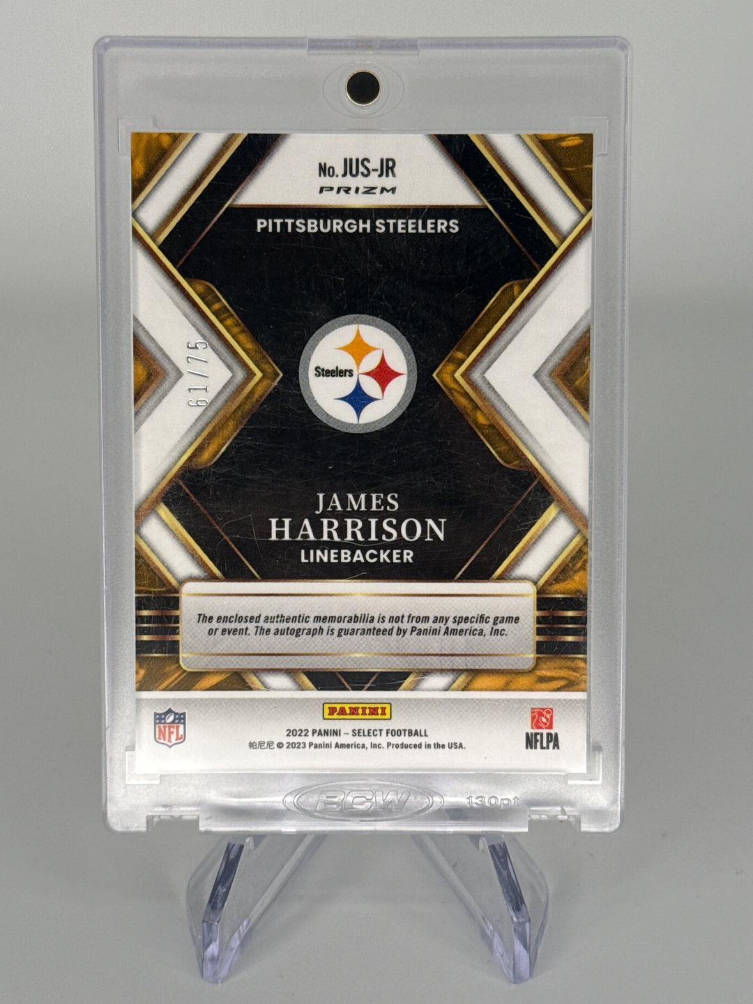 James Harrison 2022 Panini Select Auto Relic, 61/75