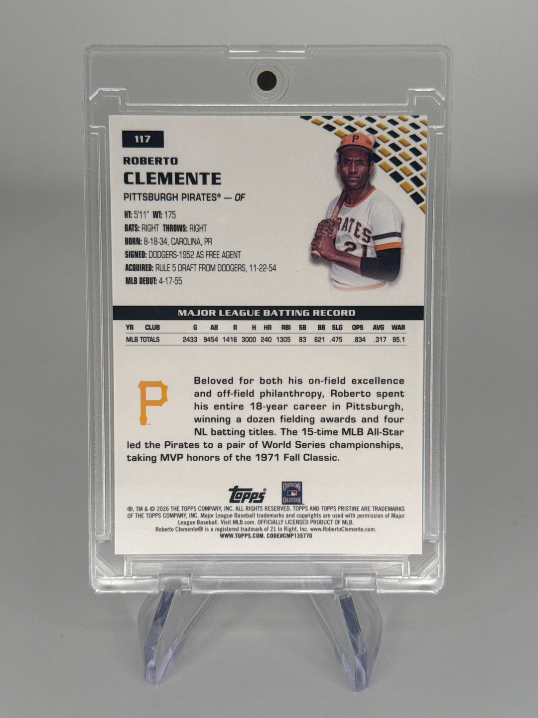 Roberto Clemente 2026 Topps Pristine Orange Refractor, 16/25
