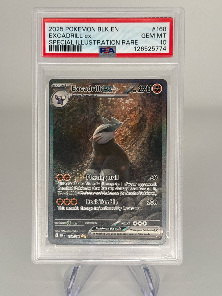 Pokemon TCG 2025 Excadrill Black Bolt Full Art Special Illustration Rare, 168/086, PSA 10 Gem Mint