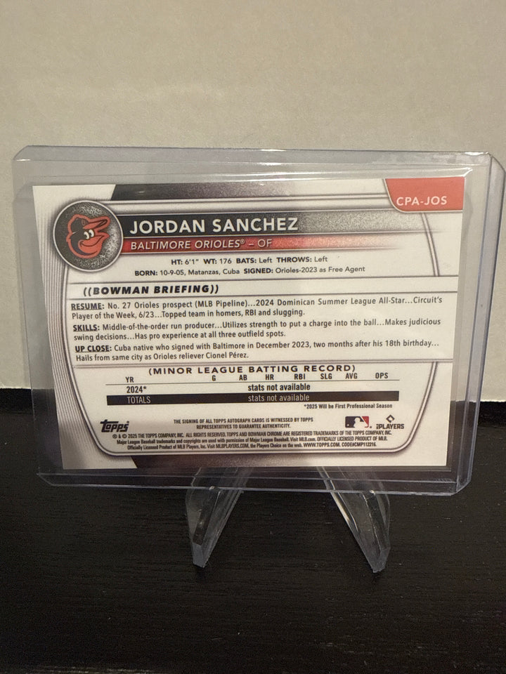 Jordan Sanchez 2025 Bowman Chrome 1st Auto Speckle Refractor, 131/299