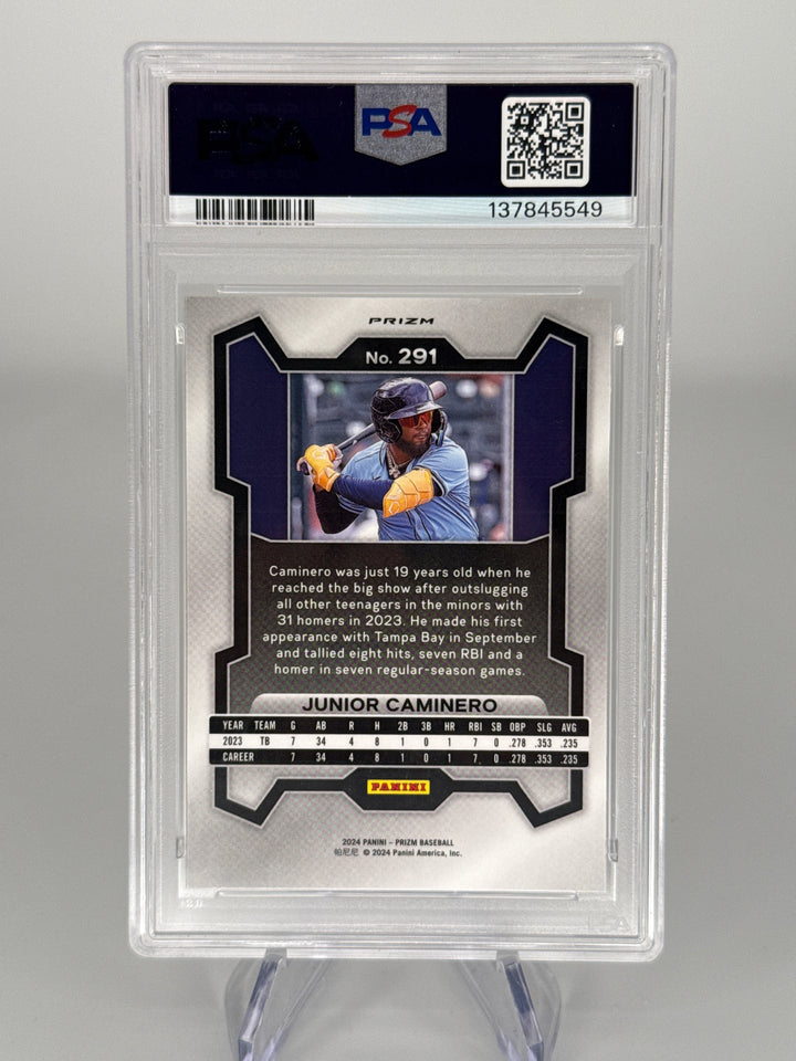 Junior Caminero 2024 Panini Prizm Silver Prizm Rookie, PSA 10 Gem Mint