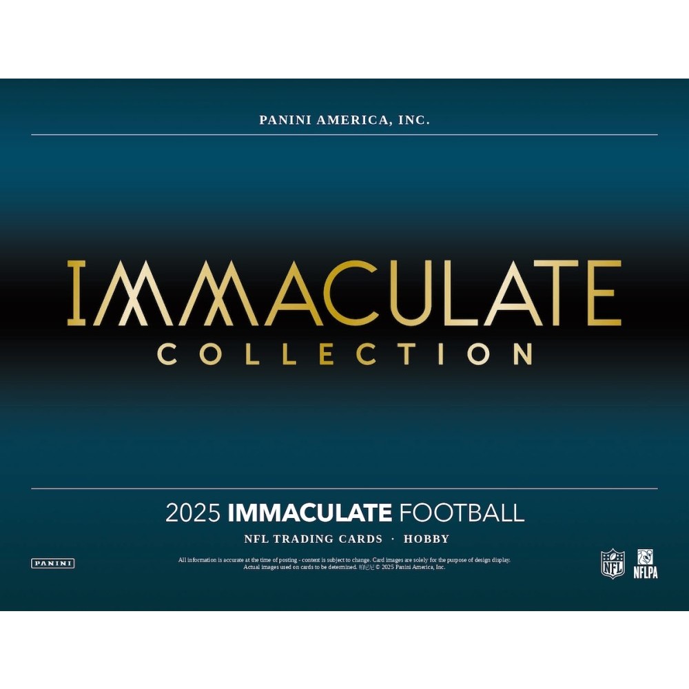 2025 Immaculate Football trading card hobby box with Panini America branding.