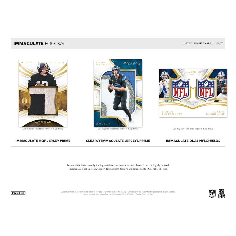 Three sports trading card packages with NFL branding on a white background