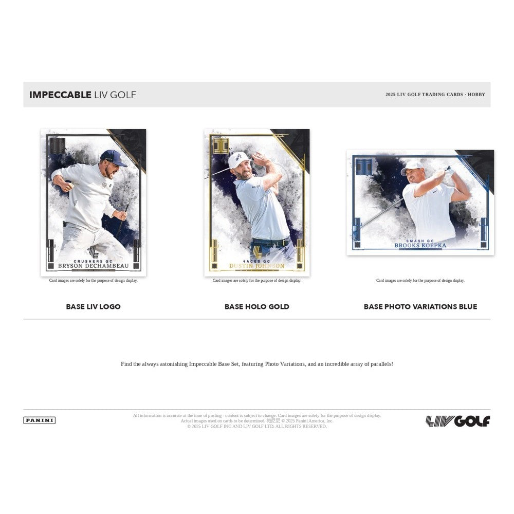 Three golf trading cards with different design variations on a white background.
