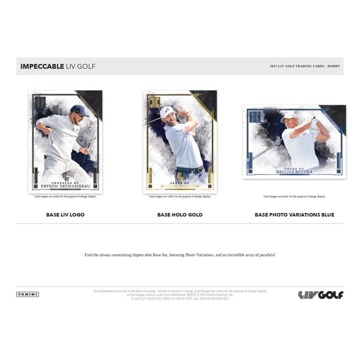 Three golf trading cards with different design variations on a white background.