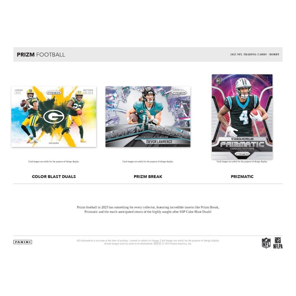 Three Prizm Football trading card packs on a white background