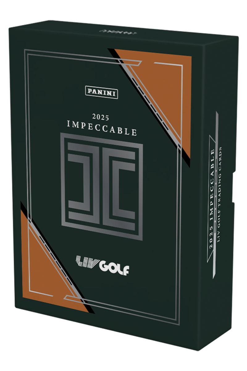 Panini 2025 Impeccable golf trading card pack on a white background