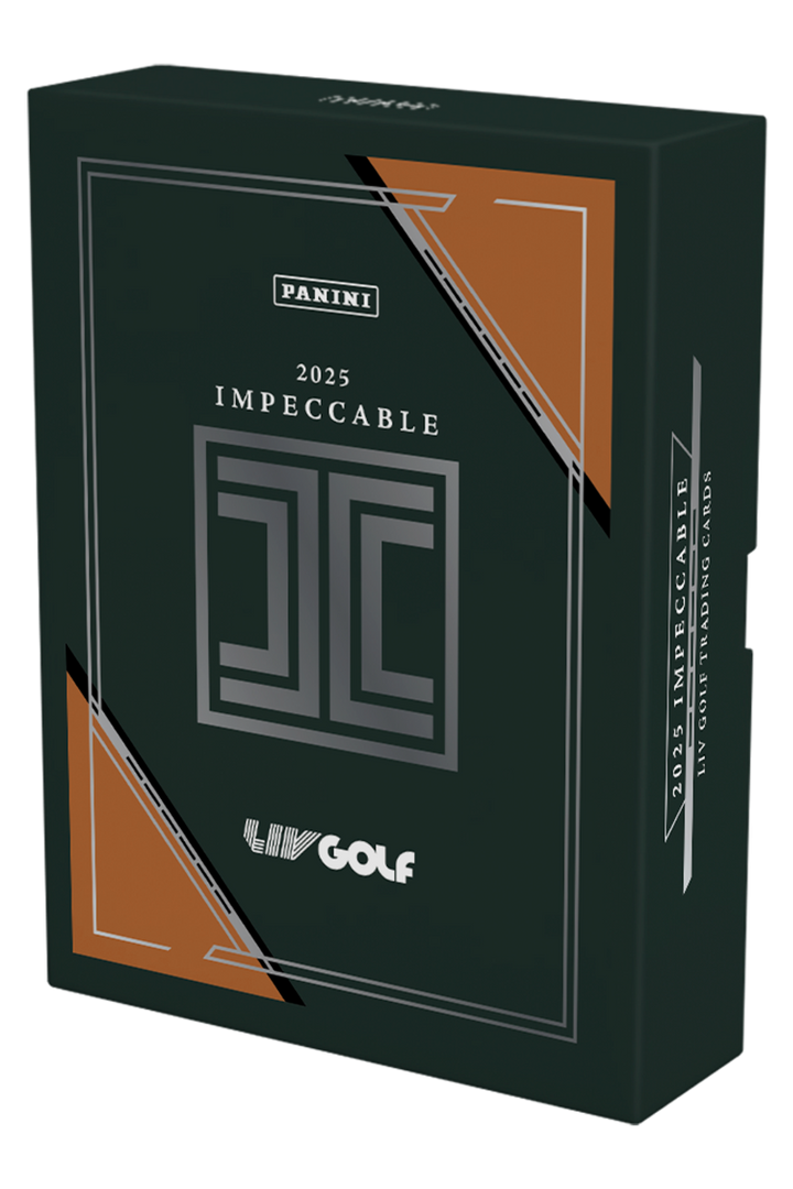 Panini 2025 Impeccable golf trading card pack on a white background