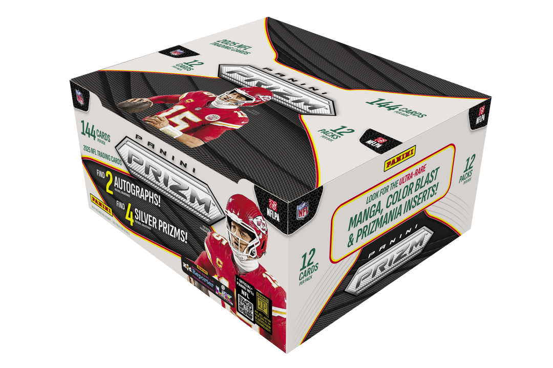 Prizm sports trading card pack with football player images on a white background