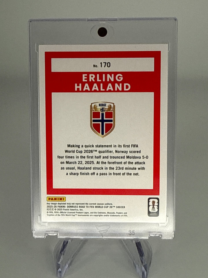 Erling Haaland 2025-2026 Panini Donruss Road to FIFA World Cup Blue Glitter, 12/49