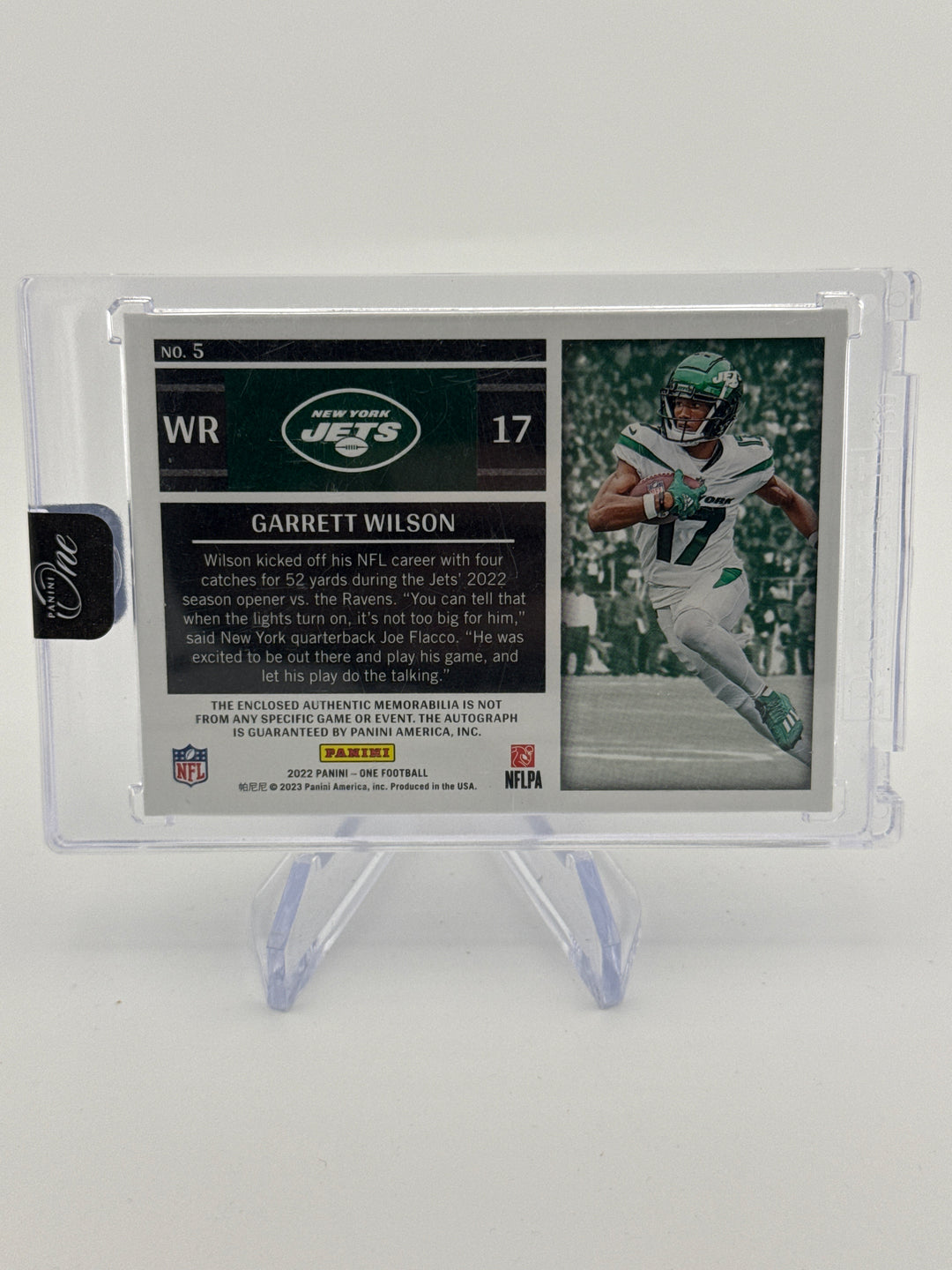Garrett Wilson 2022 Panini One Rookie Patch Auto, 15/49