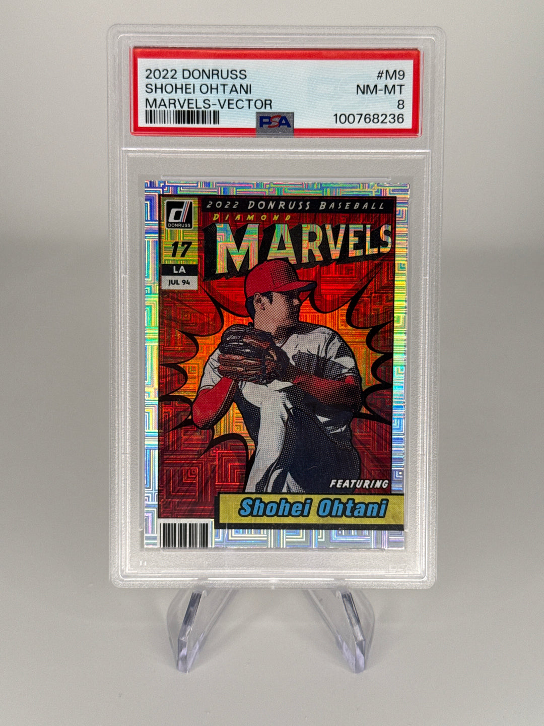 Shohei Ohtani 2022 Panini Donruss Marvels Vector, PSA 8
