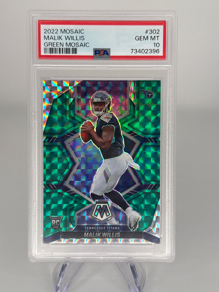 Malik Willis 2022 Panini Mosaic Green Mosaic Rookie, PSA 10 Gem Mint