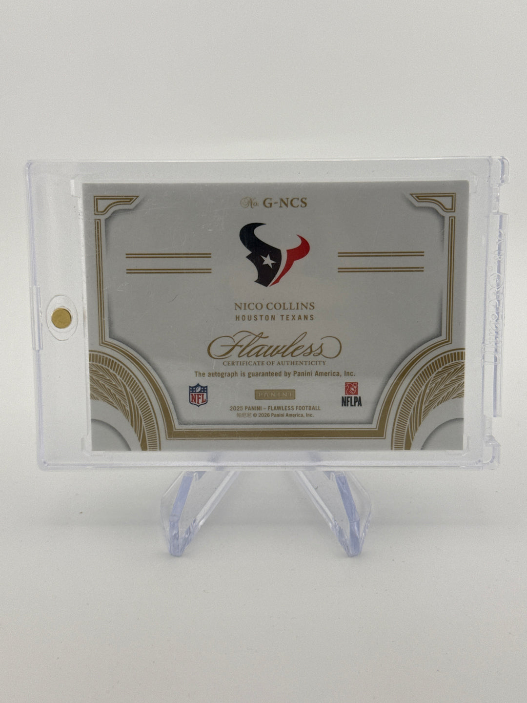 Nico Collins 2025 Panini Flawless Greats Auto, 18/20