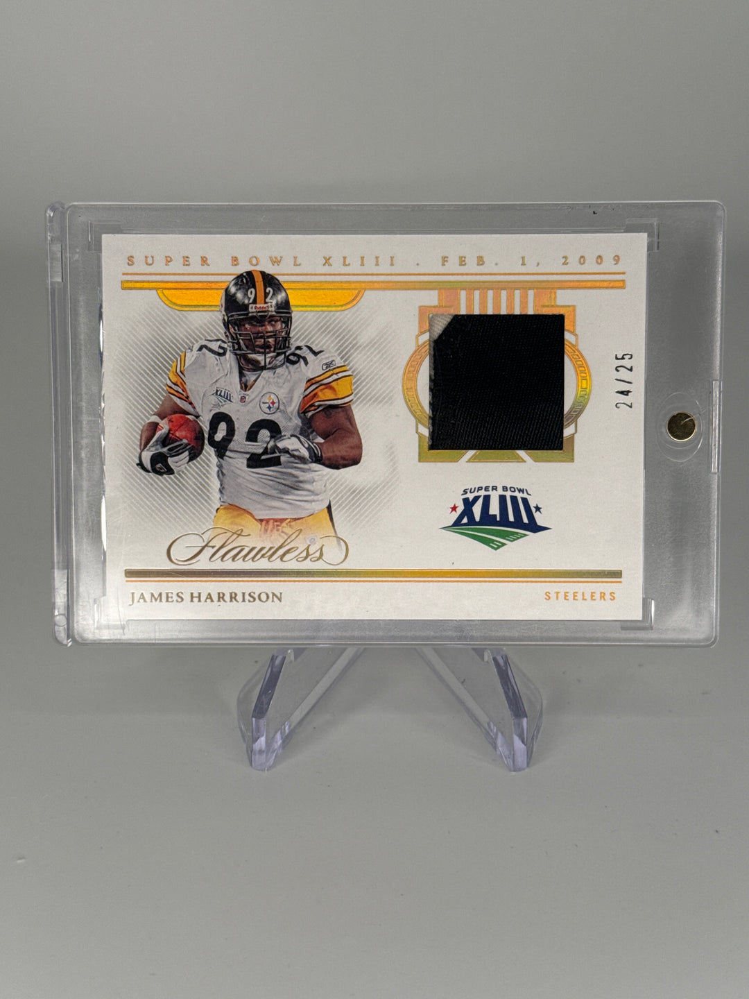 James Harrison 2022 Panini Flawless Super Bowl Swatches Game Worn Relic, 24/25