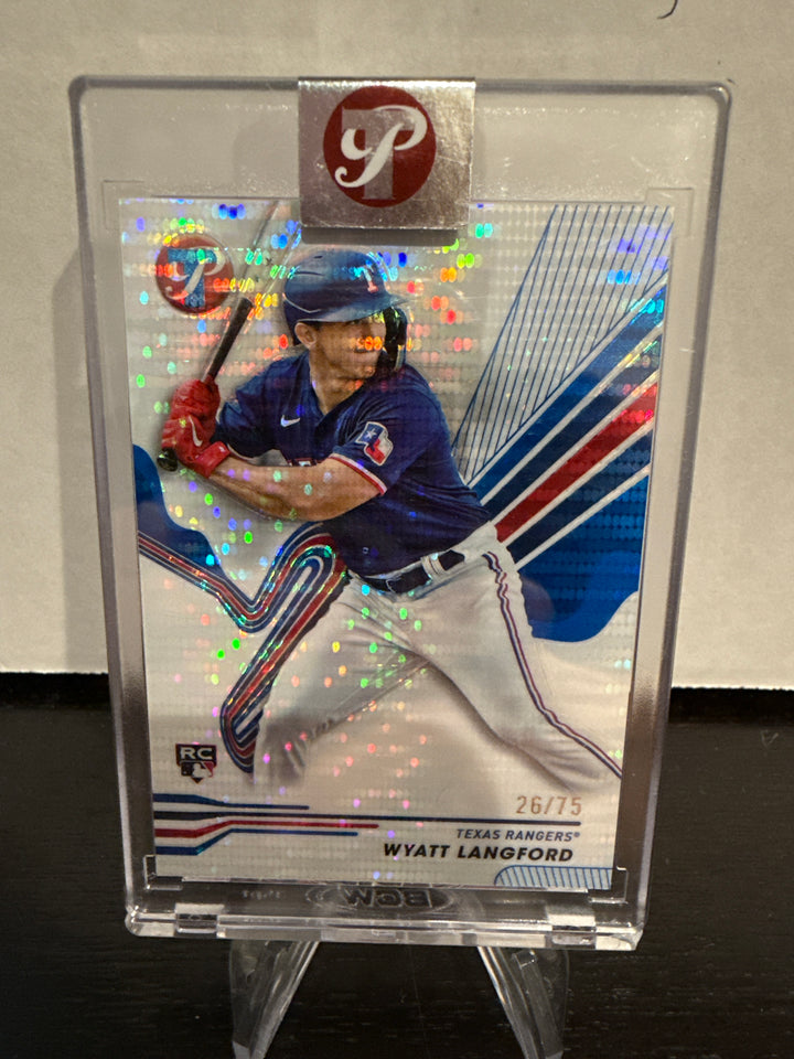Wyatt Langford 2024 Topps Pristine Blue Refractor Rookie, 26/75