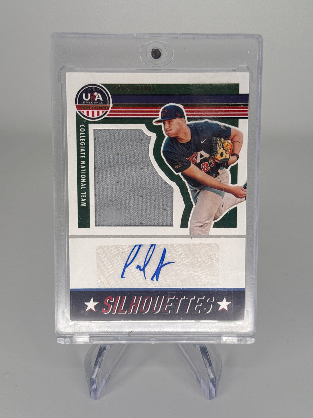 Paul Skenes 2023 Panini USA Stars & Stripes Silhouettes Patch Auto, 133/200