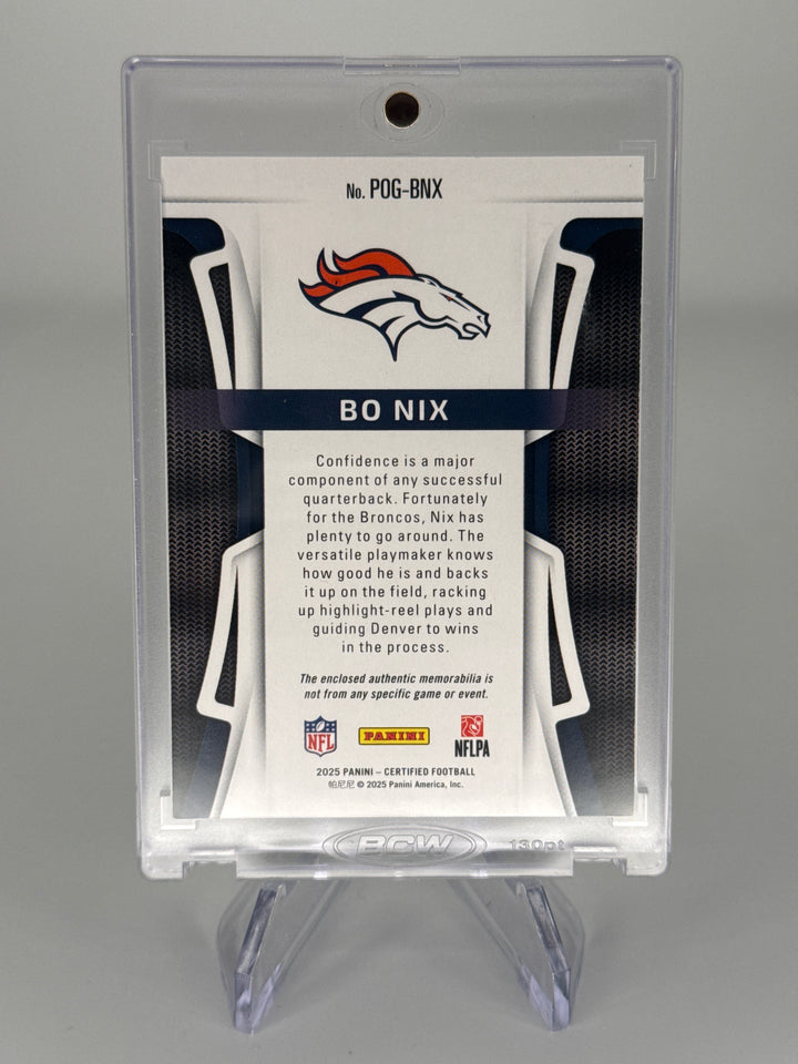 Bo Nix 2025 Panini Certified Pieces of The Game Green, 10/15