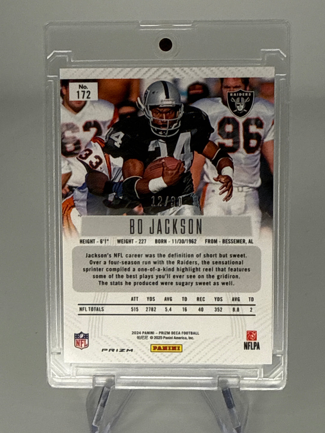 Bo Jackson 2024 Panini Prizm DECA Mojo Prizm, 12/30