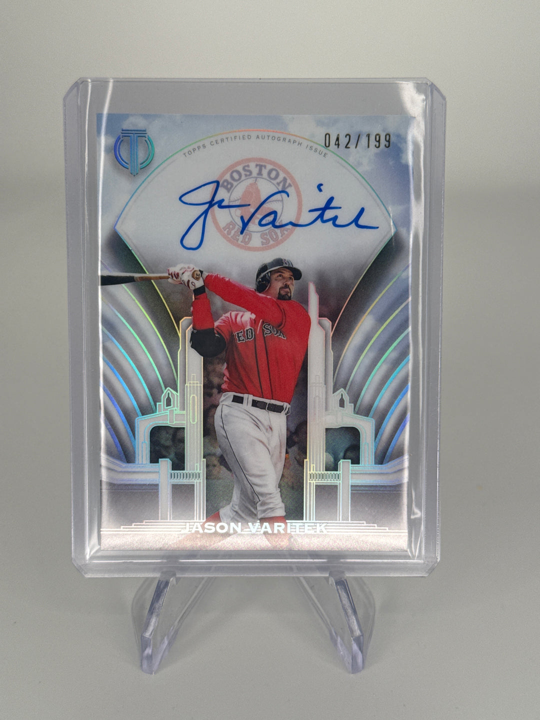 Jason Varitek 2026 Topps Pristine Crest Calligraphy Auto, 042/199