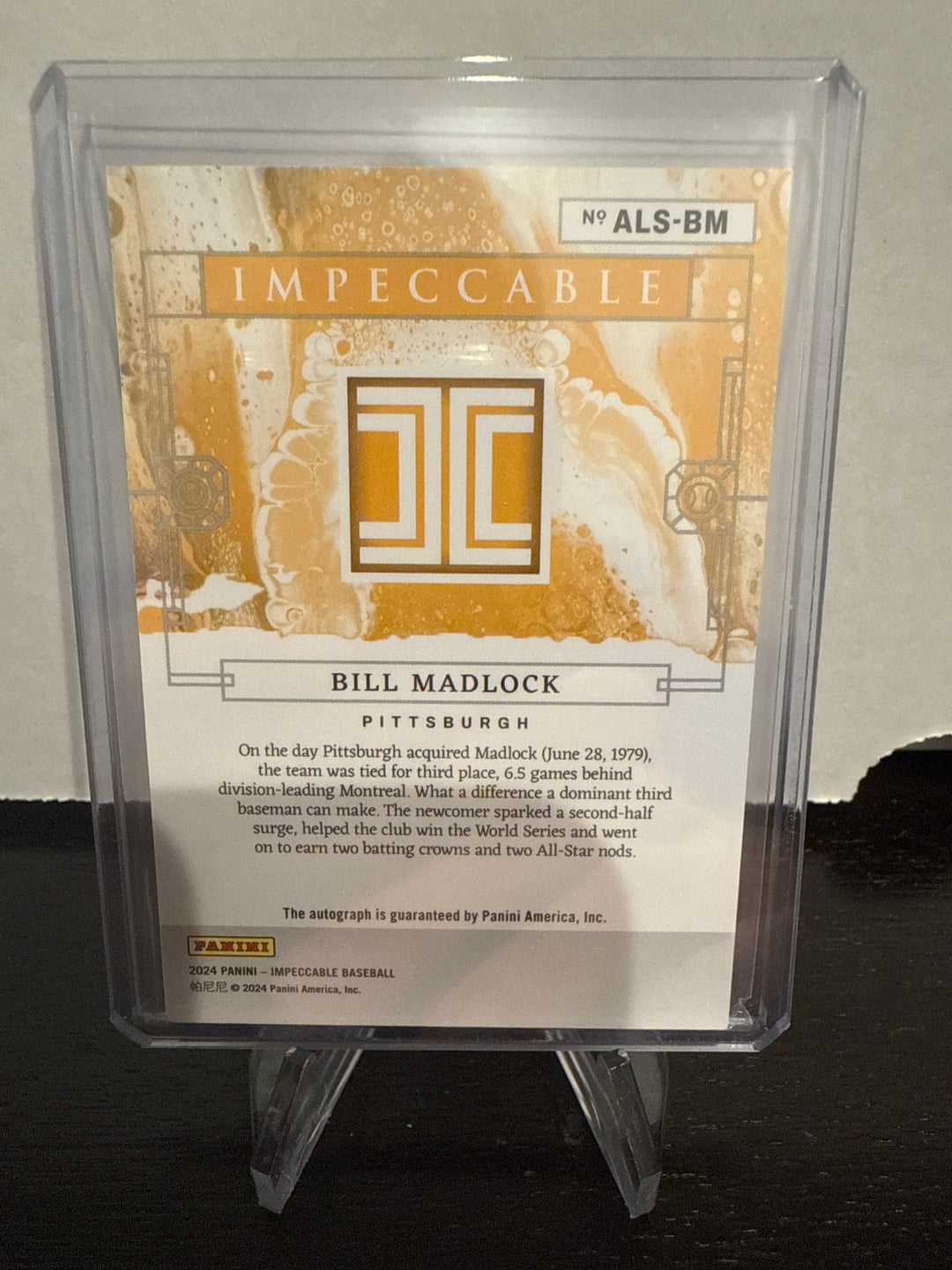 Bill Madlock 2024 Panini Impeccable All Star Selections Auto, 2/3